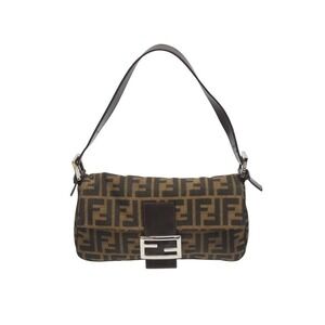 FENDI Mamma Bucket One Shoulder Hobo bag Zucca canvas leather brown